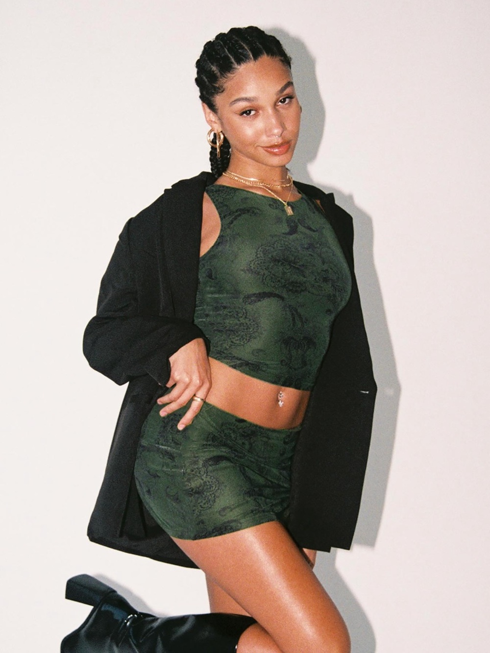 Princess Polly Olive Green Matching Set Skirt Crop Top Y2K Festival Size 8